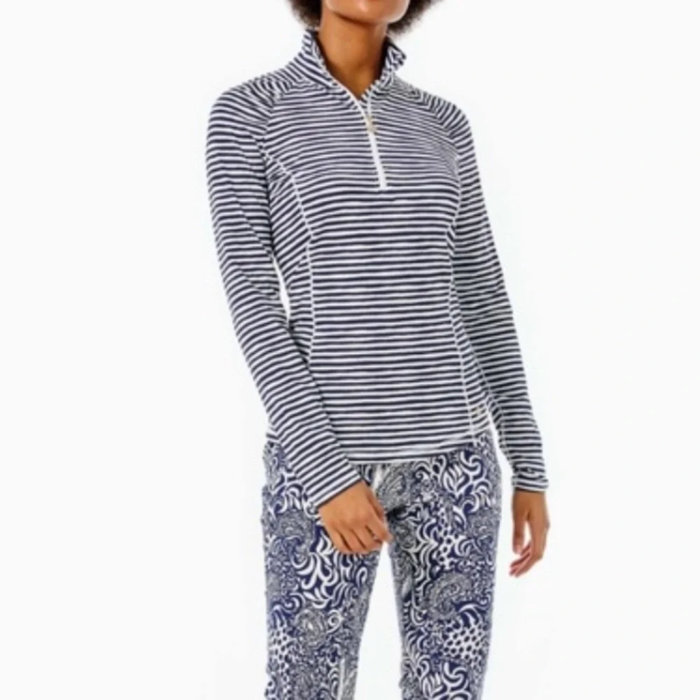 Lilly Pulitzer Justine Half-Zip UPF 50+ Stripe - Picture 4 of 8
